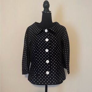 TERI JON Black & White Polka Dot Blazer Jacket Size 10